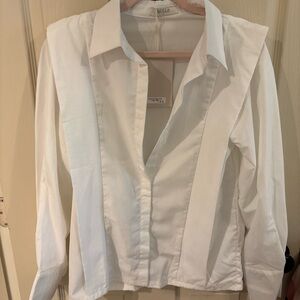 Milla White Structured Button-Up Blouse